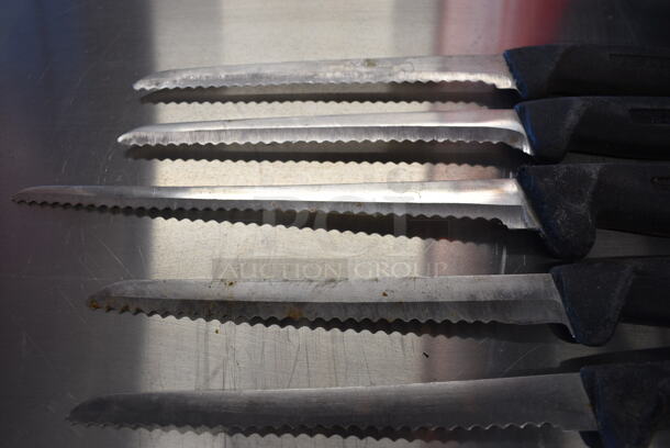 5 SHARPENED Stainless Steel Serrated Knives. Includes 13". 5 Times Your Bid! - Image 3 of 5