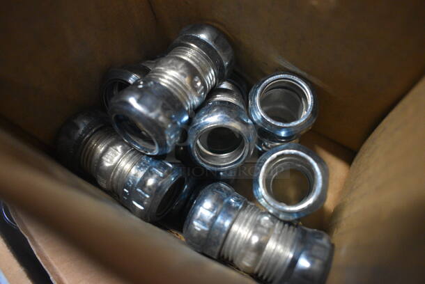ALL ONE MONEY! Lot of BRAND NEW IN BOX! Steel Electric EMT Raintight Steel Compression Couplings Concrete Tight Steel Zinc Plated. 1x1x2 - Image 2 of 3