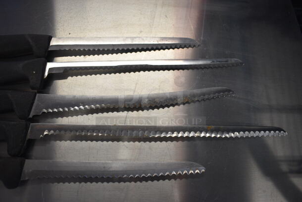 5 SHARPENED Stainless Steel Serrated Knives. Includes 13". 5 Times Your Bid! - Image 2 of 4