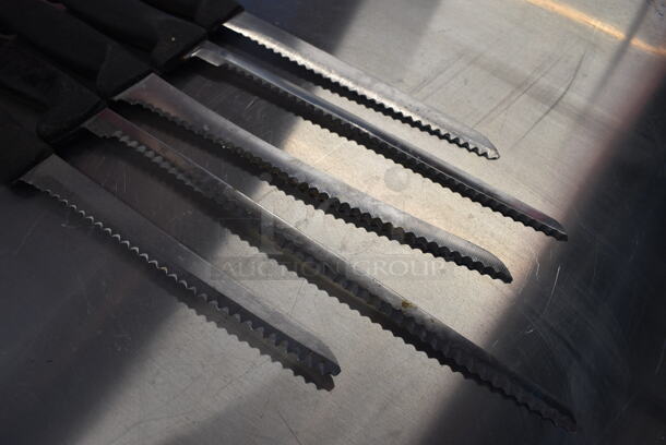 5 SHARPENED Stainless Steel Serrated Knives. Includes 13". 5 Times Your Bid! - Image 3 of 4