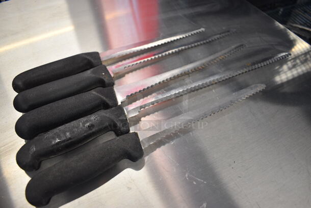 5 SHARPENED Stainless Steel Serrated Knives. Includes 13". 5 Times Your Bid! - Image 4 of 4