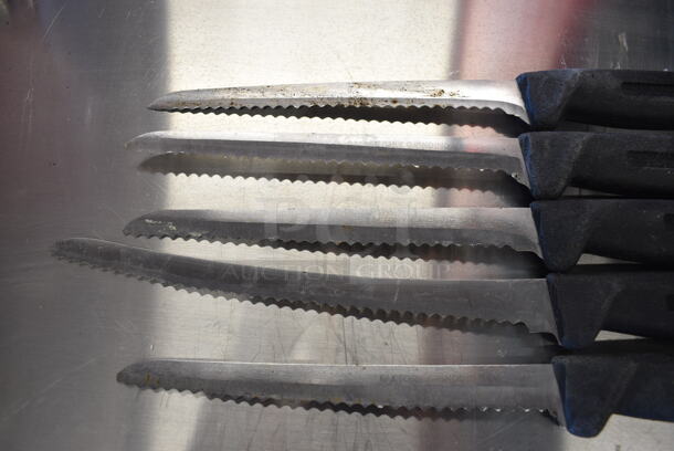 5 SHARPENED Stainless Steel Serrated Knives. Includes 13". 5 Times Your Bid! - Image 2 of 4