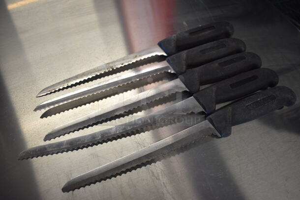5 SHARPENED Stainless Steel Serrated Knives. Includes 13". 5 Times Your Bid! - Image 3 of 4