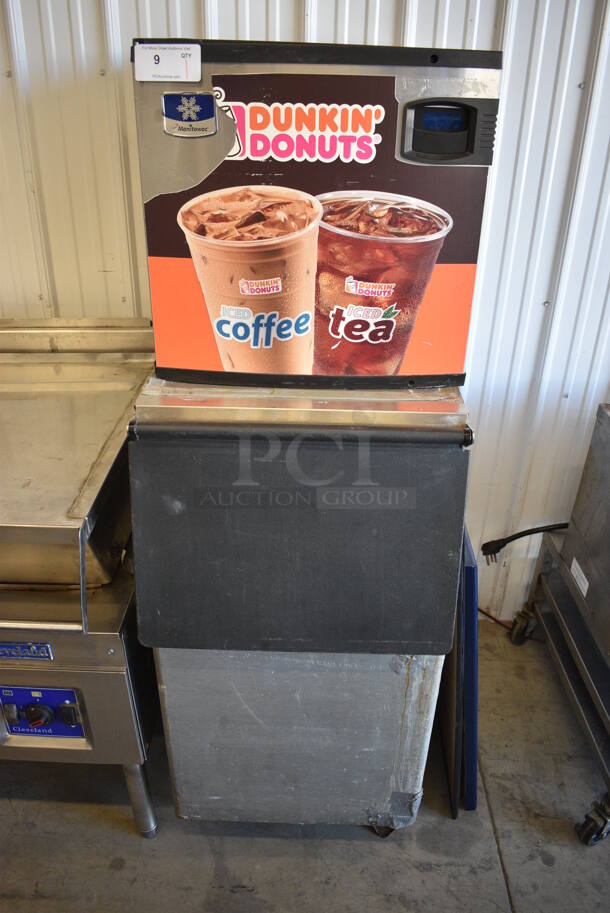 GREAT! 2012 Manitowoc Model IY0324A-161 Stainless Steel Commercial Air Cooled Ice Machine Head on Metal Commercial Ice Bin. 115 Volts, 1 Phase. 22x33x69