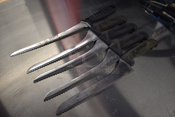 5 SHARPENED Stainless Steel Serrated Knives. Includes 15". 5 Times Your Bid! - Image 3 of 5