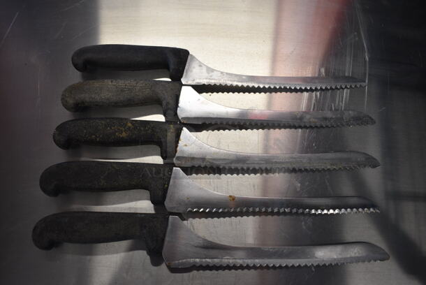 5 SHARPENED Stainless Steel Serrated Knives. Includes 14". 5 Times Your Bid! - Image 1 of 5
