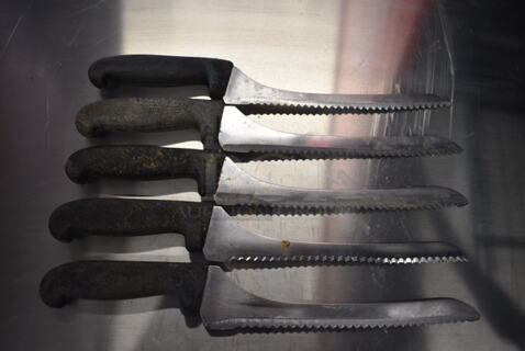 5 SHARPENED Stainless Steel Serrated Knives. Includes 14". 5 Times Your Bid!