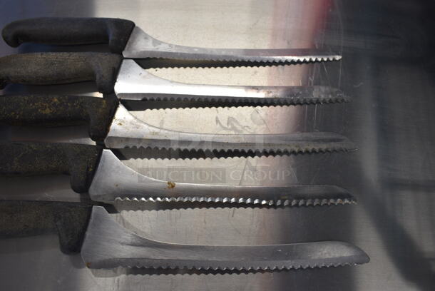 5 SHARPENED Stainless Steel Serrated Knives. Includes 14". 5 Times Your Bid! - Image 2 of 5