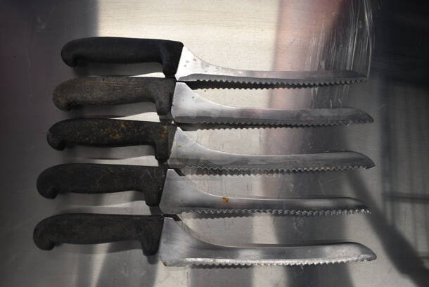 5 SHARPENED Stainless Steel Serrated Knives. Includes 14". 5 Times Your Bid! - Image 5 of 5