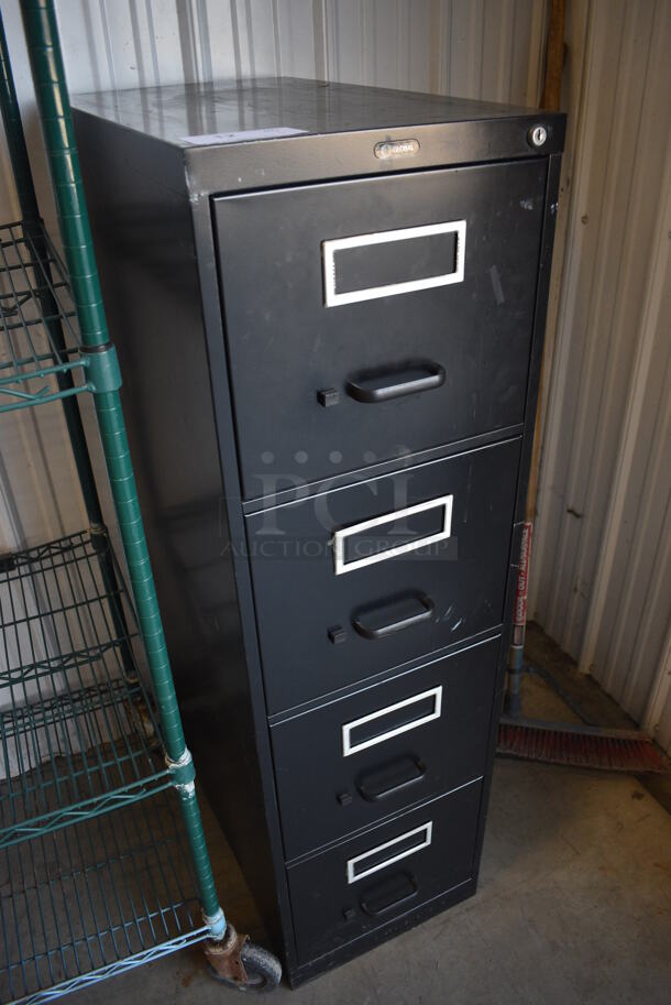 Global Black Metal 4 Drawer Filing Cabinet. 15x26.5x52 - Image 3 of 8