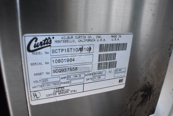 NICE! Curtis Model SCTP15T10A310 Stainless Steel Commercial Countertop Dual Coffee Machine w/ Hot Water Dispenser, 2 Metal Brew Baskets and 2 Coffee Urns. 220 Volts, 1 Phase. 20x20x35.5 - Image 5 of 6