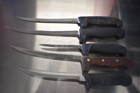 5 SHARPENED Stainless Steel Boning Knives. Includes 14". 5 Times Your Bid!