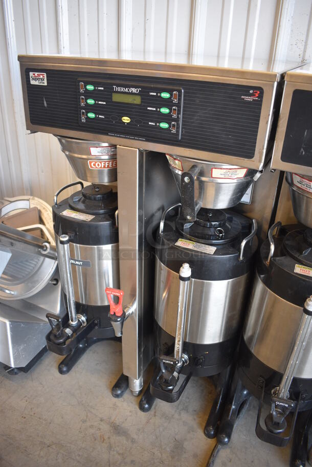 NICE! Curtis Model SCTP15T10A310 Stainless Steel Commercial Countertop Dual Coffee Machine w/ Hot Water Dispenser, 2 Metal Brew Baskets and 2 Coffee Urns. 220 Volts, 1 Phase. 20x20x35.5 - Image 2 of 5