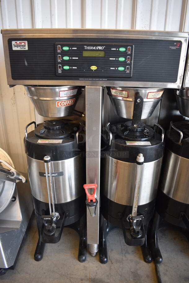 NICE! Curtis Model SCTP15T10A310 Stainless Steel Commercial Countertop Dual Coffee Machine w/ Hot Water Dispenser, 2 Metal Brew Baskets and 2 Coffee Urns. 220 Volts, 1 Phase. 20x20x35.5 - Image 3 of 5