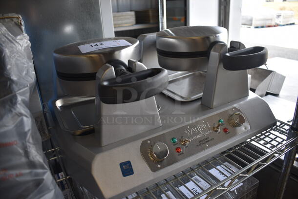 NICE! Waring Metal Commercial Countertop Belgian Waffle Maker. 20x18x10. Tested and Working! - Image 2 of 5