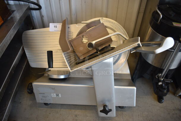 GREAT! Bizerba Stainless Steel Commercial Countertop Meat Slicer. 120 Volts, 1 Phase. 28x24x25. Tested and Powers On But Blade Does Not Turn