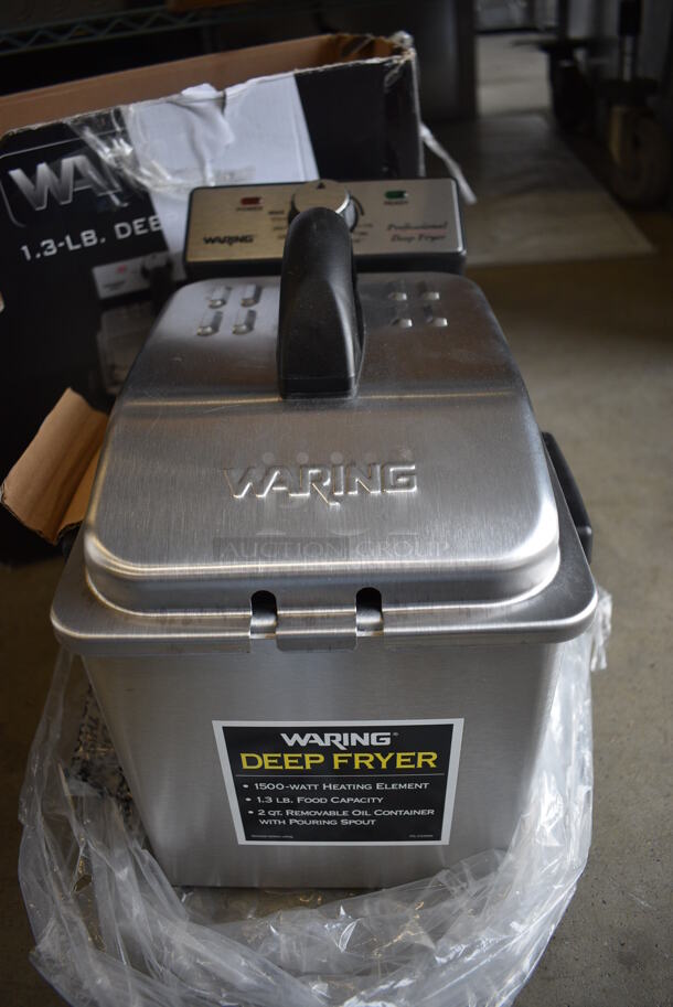 IN ORIGINAL BOX! Waring Metal Countertop Electric Powered Deep Fat Fryer. 9x13x10