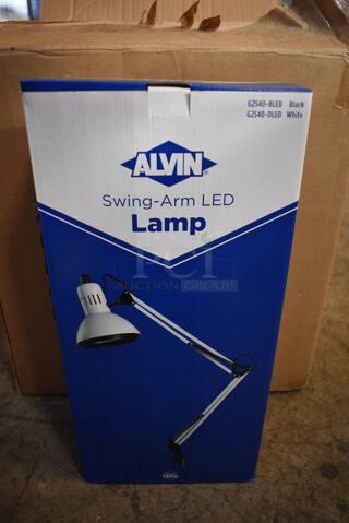 4 BRAND NEW IN BOX! Alvin G2540-DLED White Metal Swing Arm LED Lamps. 4 Times Your Bid!