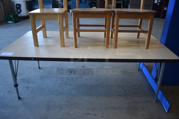 Table w/ 3 Various Wooden Children's Chairs. 60x30x20, 14x14x24, 12x12x22 - Image 5 of 5