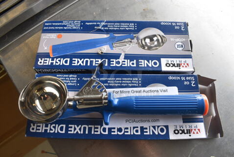 2 BRAND NEW IN BOX! Winco Stainless Steel Scoops. 9". 2 Times Your Bid!
