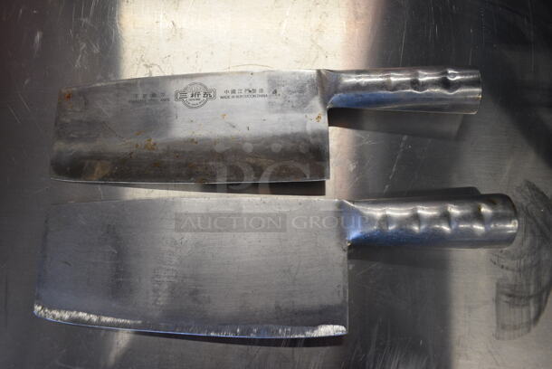 2 SHARPENED Stainless Steel Cleaver Knives. 12