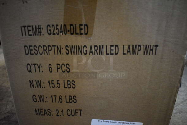 6 BRAND NEW IN BOX! Alvin G2540-DLED White Metal Swing Arm LED Lamps. 6 Times Your Bid! - Image 5 of 5