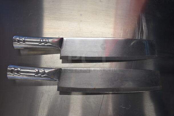 2 SHARPENED Stainless Steel Cleaver Knives. 12