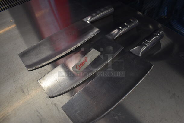 3 SHARPENED Stainless Steel Cleaver Knives. 12". 3 Times Your Bid! - Image 2 of 4