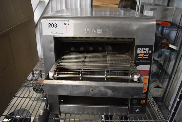 NICE! Star Holman Model RCSE-2-1200BK Stainless Steel Commercial Countertop Electric Powered Conveyor Toaster Oven. 208 Volts, 1 Phase. 14.5x23x15