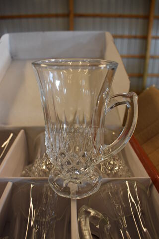 36 BRAND NEW IN BOX! Diamant Glass Mugs. 3.5x2.5x4.5. 36 Times Your Bid!