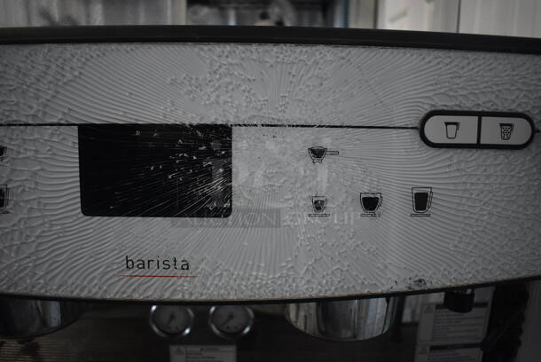 BEAUTIFUL! 2018 Schaerer Barista Stainless Steel Commercial Countertop 2 Group Espresso Machine w/ 2 Steam Wands and 1 Hopper. Front Glass Pane Is Shattered. 29x21x30 - Image 3 of 7