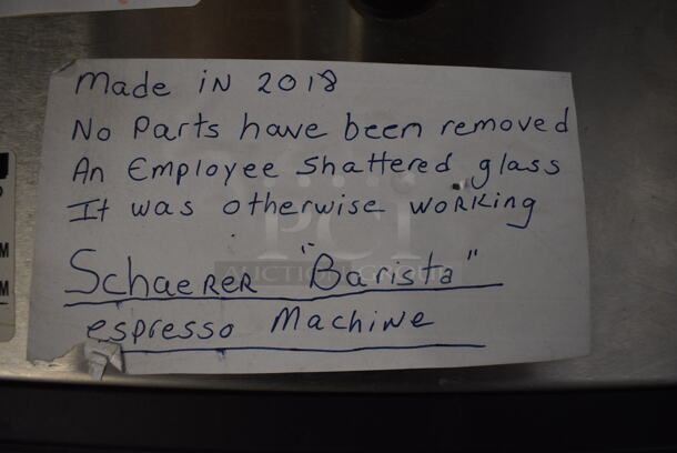 BEAUTIFUL! 2018 Schaerer Barista Stainless Steel Commercial Countertop 2 Group Espresso Machine w/ 2 Steam Wands and 1 Hopper. Front Glass Pane Is Shattered. 29x21x30 - Image 7 of 7