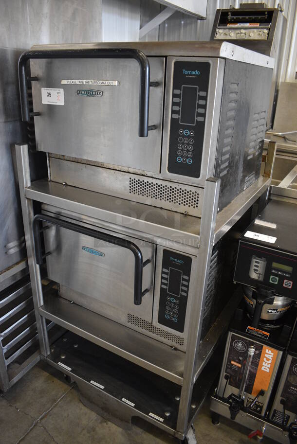 2 FANTASTIC! 2014 Turbochef Model NGCD6 Tornado Stainless Steel Commercial Countertop Electric Powered Rapid Cook Ovens on Stainless Steel Commercial 2 Tier Equipment Stand w/ Commercial Casters. 208/230-240 Volts, 1 Phase. 30x30x60. 2 Times Your Bid! Tested and Working! - Image 6 of 9