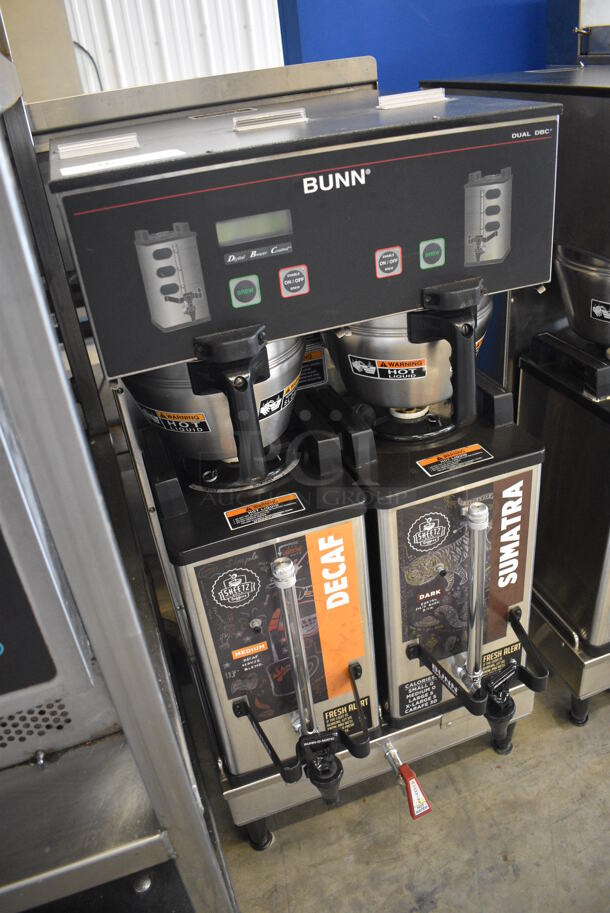 NICE! 2012 Bunn Model DUAL SH DBC Stainless Steel Commercial Countertop Dual Coffee Machine w/ Hot Water Dispenser, 2 Bunn Model SH SERVER Satellite Servers and 2 Metal Brew Baskets. 120/208-240 Volts, 1 Phase. 18x24x36. Tested and Working! - Image 4 of 6