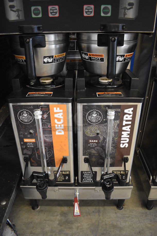 NICE! 2012 Bunn Model DUAL SH DBC Stainless Steel Commercial Countertop Dual Coffee Machine w/ Hot Water Dispenser, 2 Bunn Model SH SERVER Satellite Servers and 2 Metal Brew Baskets. 120/208-240 Volts, 1 Phase. 18x24x36. Tested and Working! - Image 5 of 6