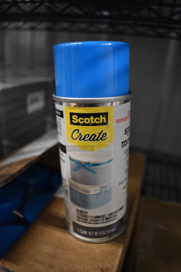 12 BRAND NEW IN BOX! Scotch Spray Mount Light Duty Adhesive Bottles. 2x2x5.5. 12 Times Your Bid!