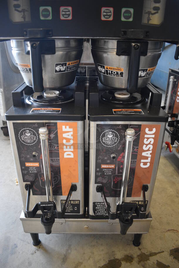 NICE! 2012 Bunn Model DUAL SH DBC Stainless Steel Commercial Countertop Dual Coffee Machine w/ 2 Bunn Model SH SERVER Satellite Servers and 2 Metal Brew Baskets. 120/208-240 Volts, 1 Phase. 18x24x36. Tested and Working! - Image 4 of 5