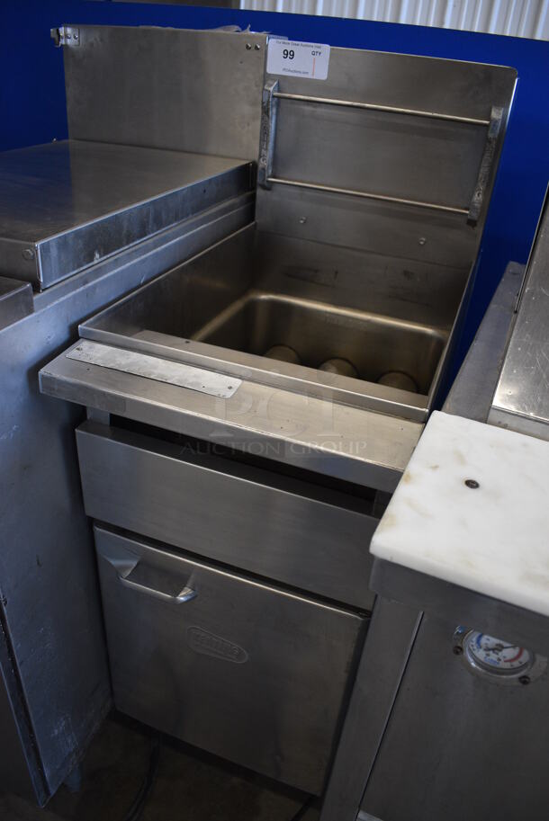 GREAT! Keating Model 14AA Stainless Steel Commercial Floor Style Gas Powered Deep Fat Fryer. 109,000 BTU. 15.5x29x46 - Image 3 of 7