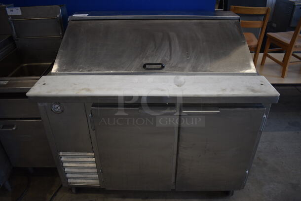 GREAT! Stainless Steel Commercial Sandwich Salad Prep Table Bain Marie Mega Top on Commercial Casters. 48x32x44. Tested and Powers On But Temps at 53 Degrees