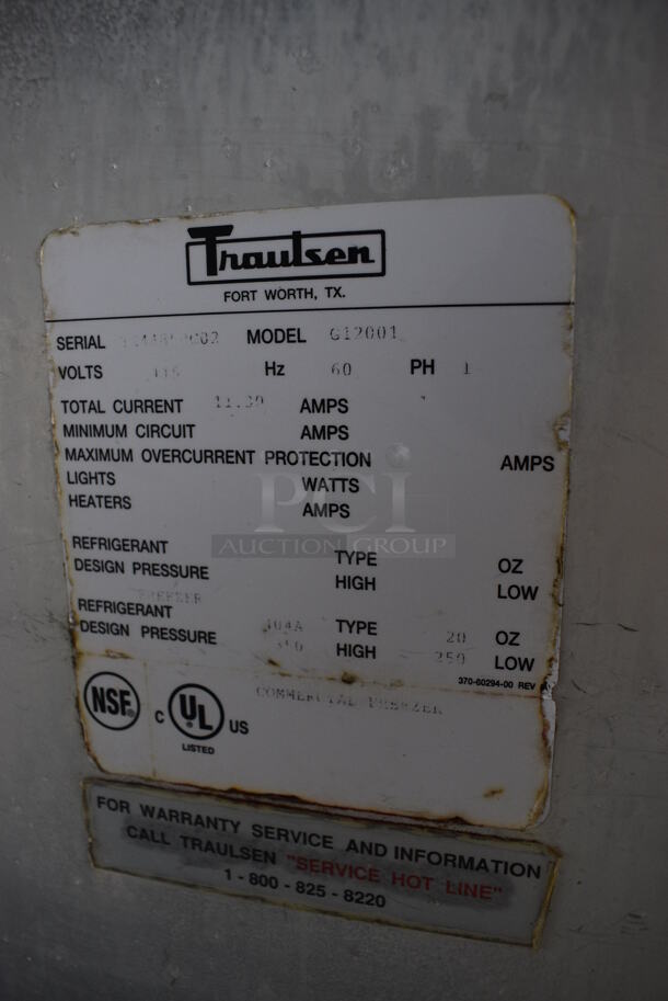 NICE! Traulsen Model G12001 Stainless Steel Commercial 2 Half Size Door Reach In Freezer. 115 Volts, 1 Phase. 30x35x78. Tested and Powers On But Does Not Get Cold - Image 6 of 7