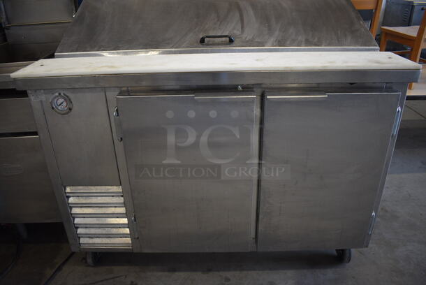 GREAT! Stainless Steel Commercial Sandwich Salad Prep Table Bain Marie Mega Top on Commercial Casters. 48x32x44. Tested and Powers On But Temps at 53 Degrees - Image 4 of 8