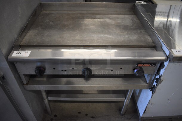 SWEET! Tri-Star Stainless Steel Commercial Gas Powered Flat Top Griddle on Stainless Steel Equipment Stand. 36x32x36.5