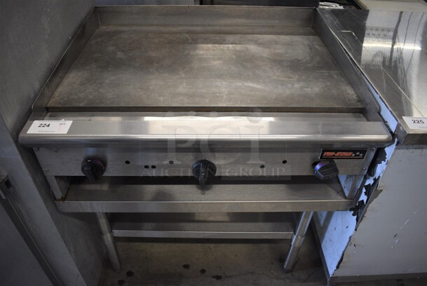 SWEET! Tri-Star Stainless Steel Commercial Gas Powered Flat Top Griddle on Stainless Steel Equipment Stand. 36x32x36.5 - Image 1 of 6