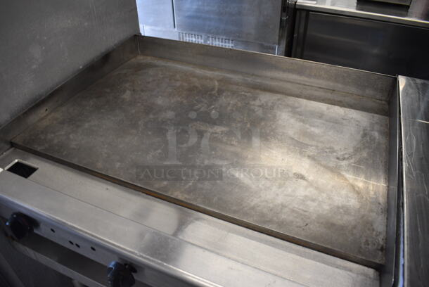 SWEET! Tri-Star Stainless Steel Commercial Gas Powered Flat Top Griddle on Stainless Steel Equipment Stand. 36x32x36.5 - Image 3 of 6