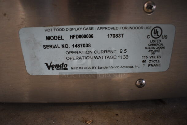 NICE! Vendo Model HFD000006 Stainless Steel Commercial Countertop heated Display Case Merchandiser w/ Metal Shelves. 115 Volts, 1 Phase. 35x20x27.5. Tested and Working! - Image 6 of 8