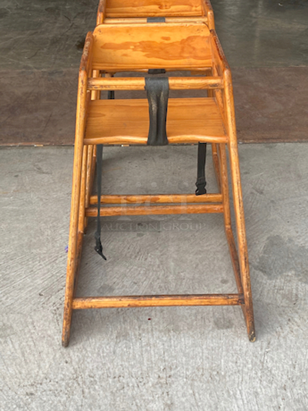 SWEET! SET OF 2 Wood Stacking Restaurant High Chairs with Light Finish.

Overall Dimensions:
Length: 20"
Width: 18 1/2"
Height: 27 1/2"

2x Your Bid - Image 2 of 5