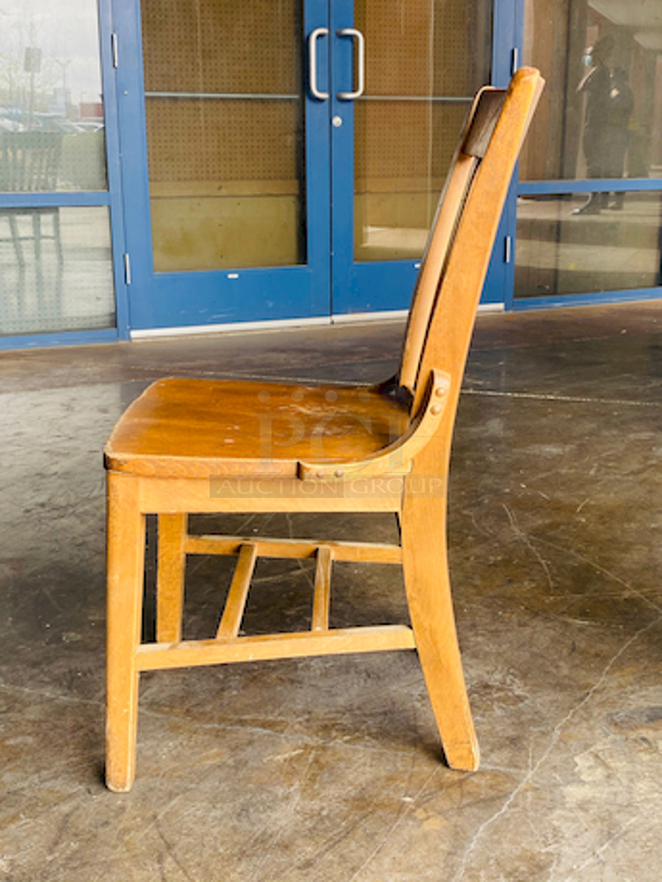 BEAUTIFUL! Solid Wood Vertical Slat Chairs with Rounded Back. 

17x16x35

2x Your Bid
 - Image 5 of 5