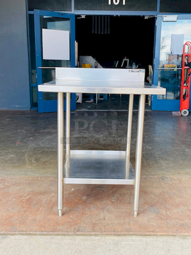 BEAUTIFUL! Wasserstrom 30x30 Stainless Steel Table with 4" Backsplash and Under Shelf. 

30x30x40 - Image 2 of 6