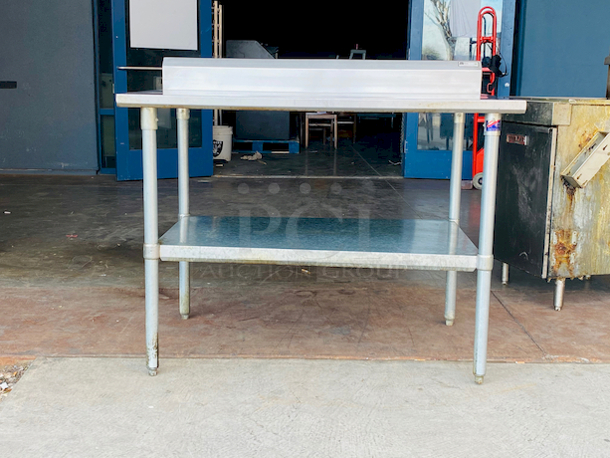 SOLID! John Boos FBLGR5-4830 48" 18 ga Work Table w/ Adjustable Undershelf & 430 Series Stainless Top, 5" Backsplash.

48x30x40-1/2 - Image 2 of 8