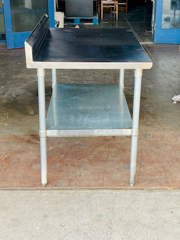 SOLID! John Boos FBLGR5-4830 48" 18 ga Work Table w/ Adjustable Undershelf & 430 Series Stainless Top, 5" Backsplash.

48x30x40-1/2 - Image 4 of 8
